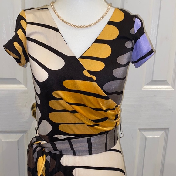 ISSA London Signed 💯 Silk Wrap Feather Dress - US 4 - Picture 3 of 12